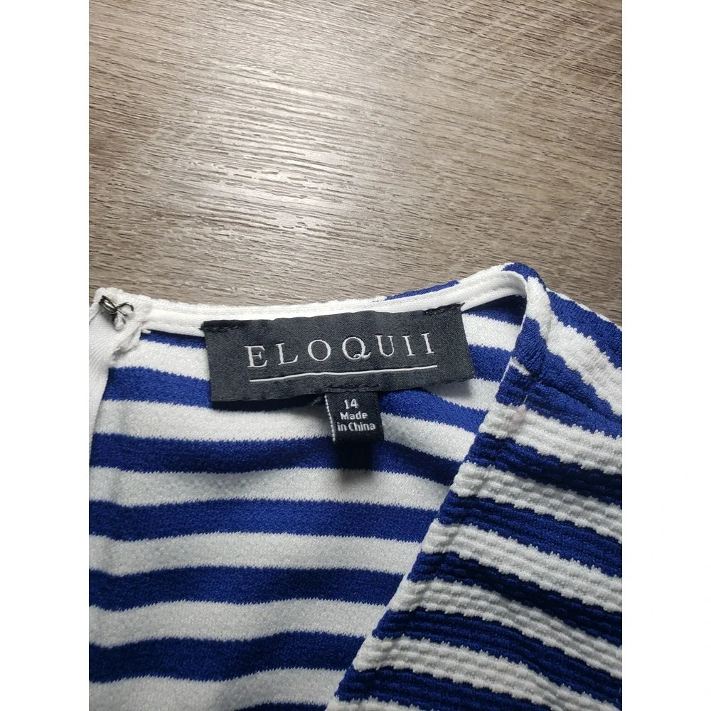 Eloquii Navy and White Striped Sleeveless Dress - Picture 5 of 5